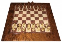 Шахматы-шашки магнитные пластиковые ЛЮКС (под дерево) c цельной доской 31 см  (арт.1802)