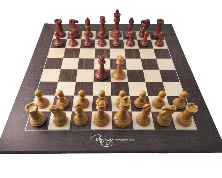 Шахматные фигуры Стаунтон №10 (композит) с доской профессиональной цельной DGT Judit Polgar Deluxe в картонной коробке
