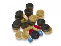 Фишки деревянные для игры в шашки, нарды (с кубиками) лакированные с подклейкой
