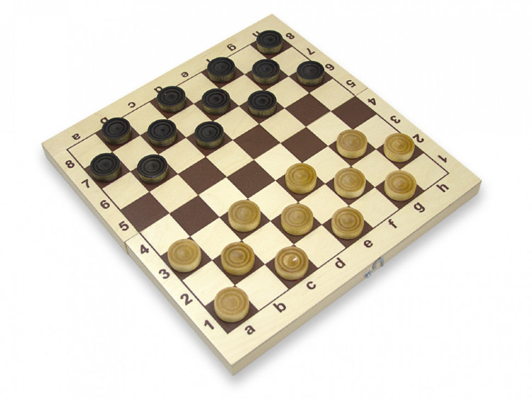Фишки деревянные для игры в шашки, нарды (с кубиками) лакированные с подклейкой с доской 29 см