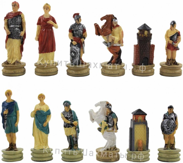 Шахматы подарочные "Древний Рим и Греция" с доской-ларцом Модерн 50 см