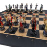 Подарочный шахматный набор "ПИРАТЫ" (полистоун) с цельной деревянной доской Венге 50 см