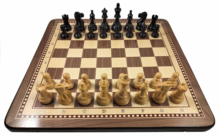 Шахматные фигуры "Classic" чёрные cо складной деревянной доской Премиум Элегант из массива ореха 50см 