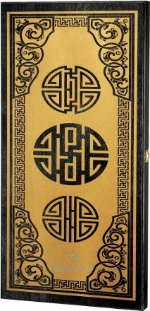Деревянные нарды "Китайский орнамент" чёрно-золотистые (60x60см) (151-17)