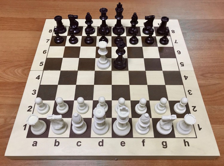 Фигуры пластиковые шахматные с утяжелителем с доской 43 см