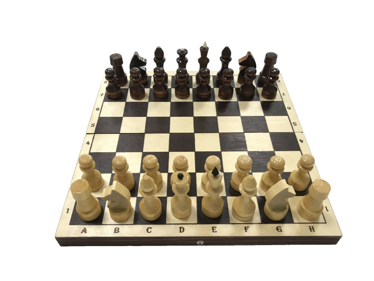 Шахматы обиходные лакированные в темной доске