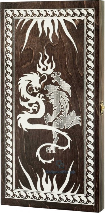 Деревянные нарды "Драконы" коричневые-серебристые (40x40см)
