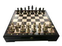 Доска ларец шахматный ВЕНГЕ 46 см (прямые края) с фигурами Стаунтон №5