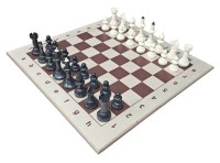 Фигуры АЙВЕНГО пластиковые с цельной шахматной деревянной доской 50 см
