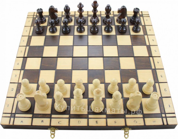 Турнирные шахматы Стаунтон №5 и шашки в комплекте со складной деревянной доской