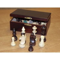 Фигуры шахматные деревянные Стаунтон №6 в деревянном ларце (с утяжелителем)