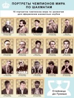 Портреты чемпионов мира по шахматам (комплект 18 штук, включая Гукеш Доммараджу ) 