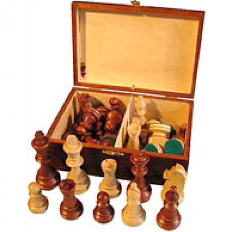 Фигуры шахматные деревянные Стаунтон №7 в деревянном ларце (с утяжелителем)