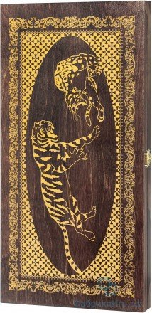 Деревянные нарды "Тигры" коричнево-золотистые (48x48см) (326-18)