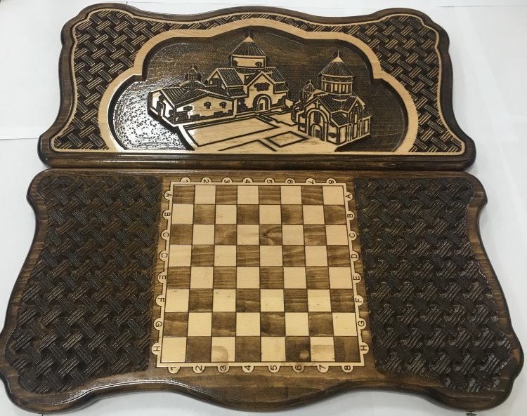 Нарды, шашки резные "Церковь" 60 см. 